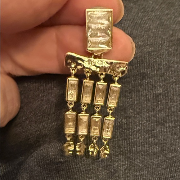 Kendra Scott Gold and Clear Statement Earrings - Picture 2 of 3